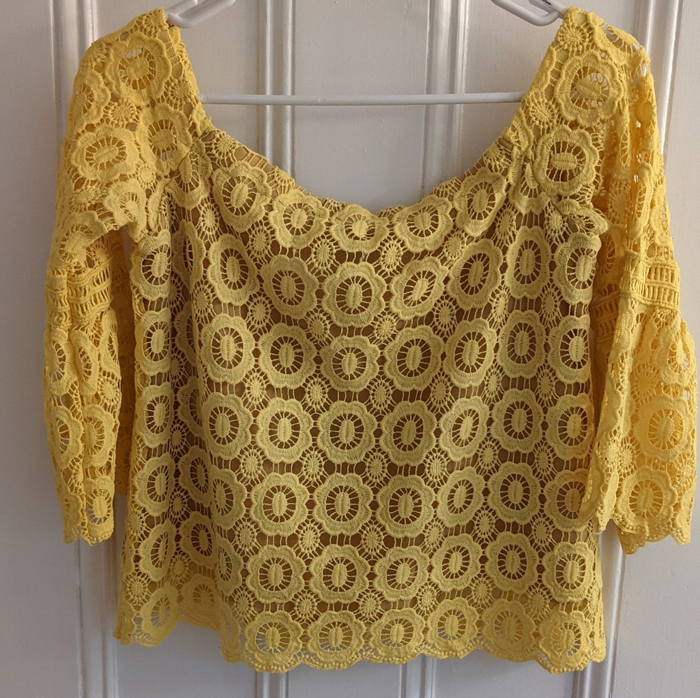 Yellow Off the Shoulder Crochet Top